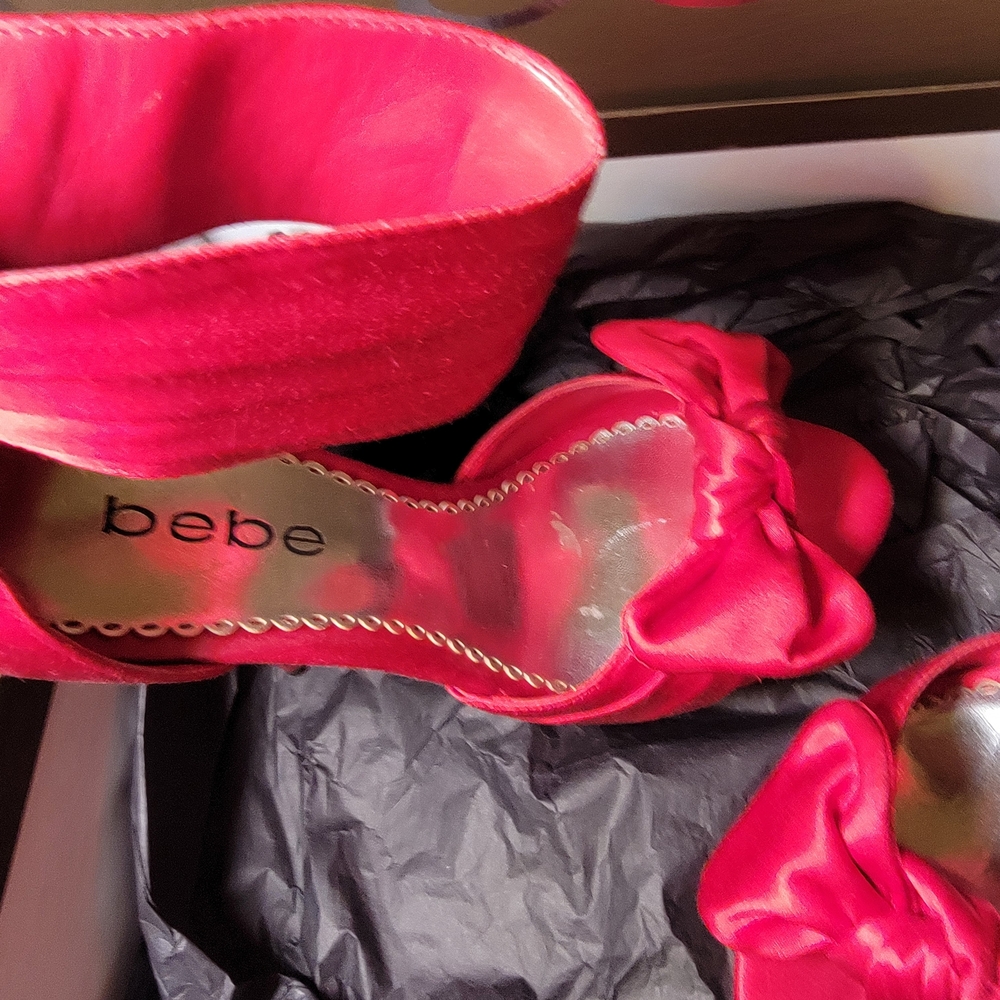 Bebe Vibrant Pink Heels with Elegant Bow